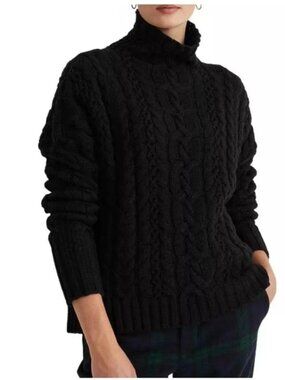 Ralph Lauren Women's Black Cable Knit Sweater